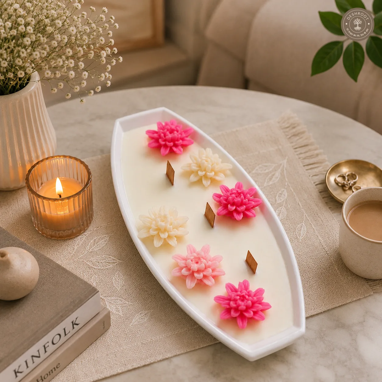 Luxury Floral Multi-Wick Tray Candle
