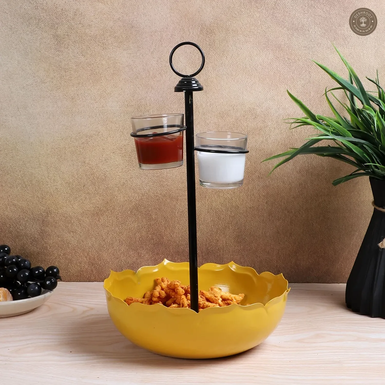 Yellow Umbrella Platter Set of 3