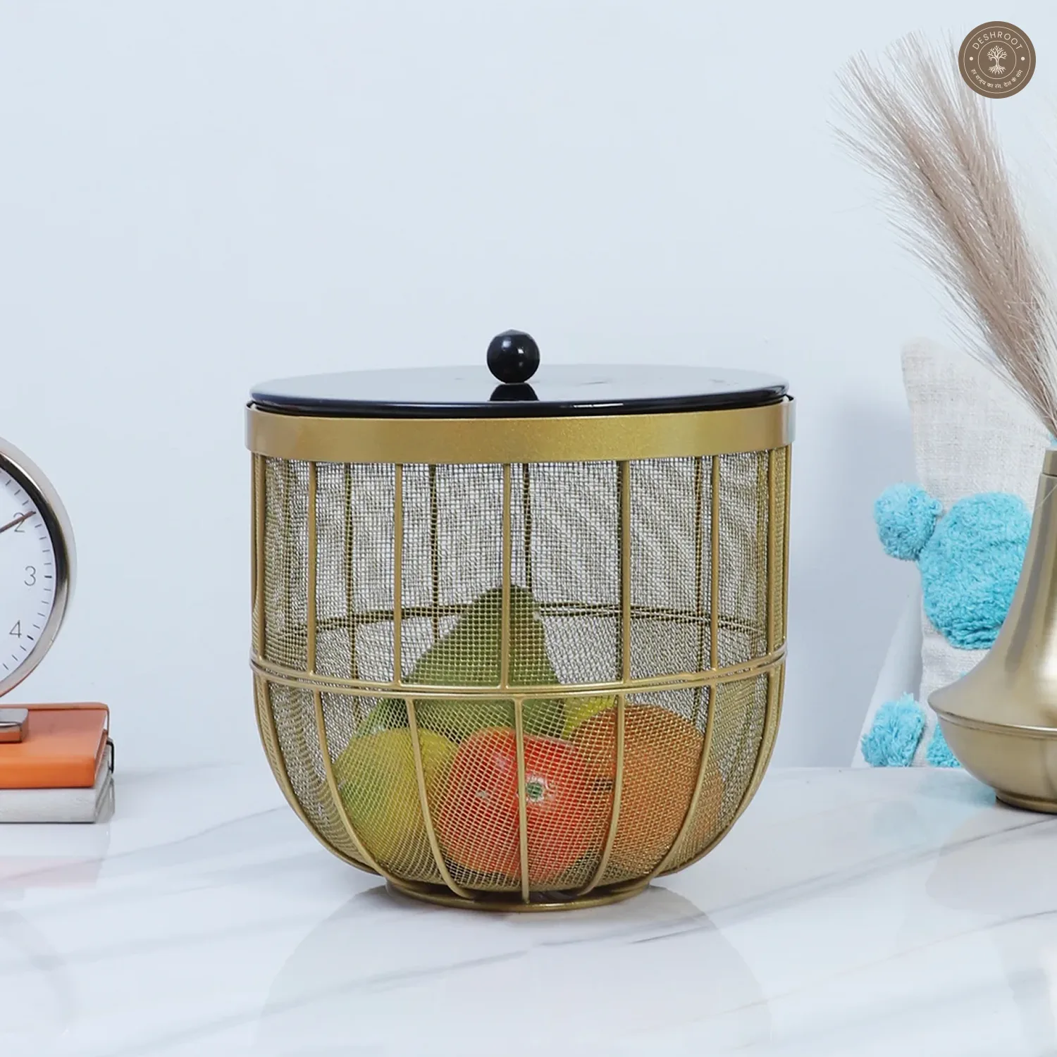 Black & Gold Fruit Cage Basket