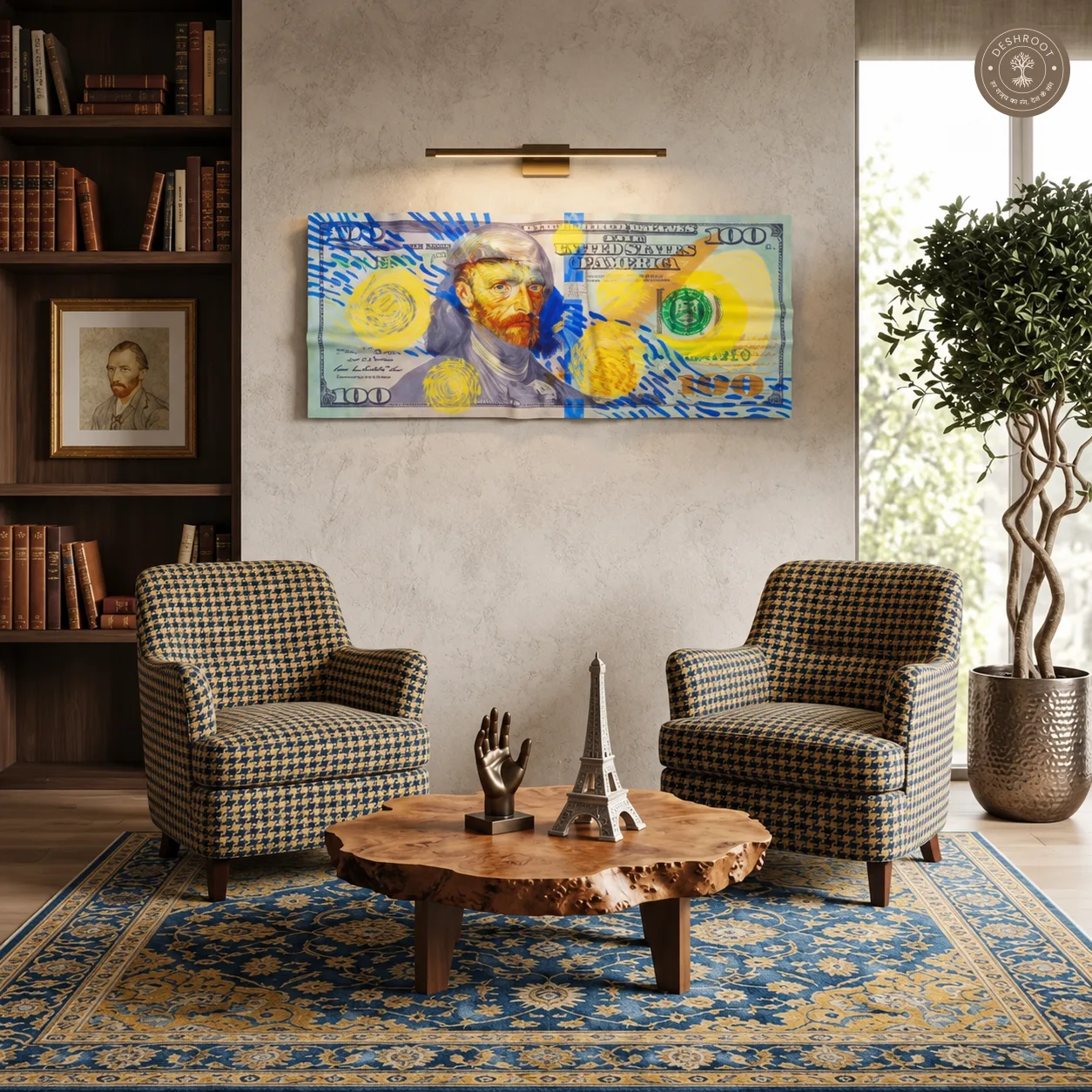 The Van Gogh Flex $100 Bill Wall Art | Artistic Currency Pop Art for Modern Décor