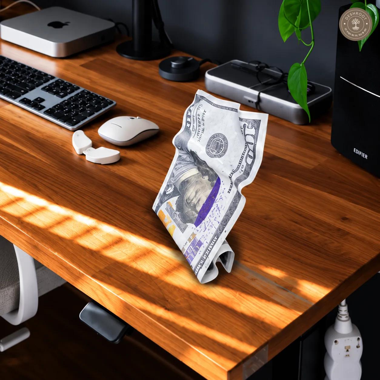 Mind Over Money Tabletop Art | Modern 3D Dollar-Inspired Desk Décor & Statement Showpiece