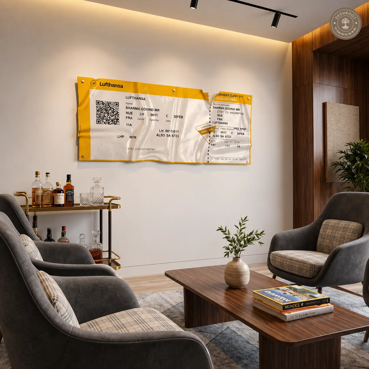 The Lufthansa - Luxury Boarding Pass Wall Art | Premium Travel Décor for Modern Interiors