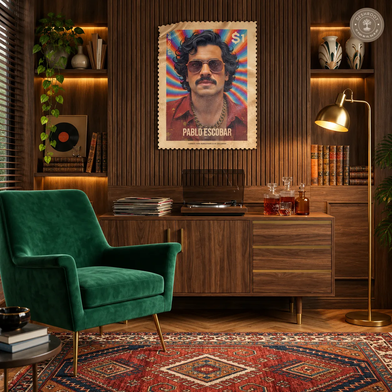 El Patron Pablo Escobar Stamp Wall Art | Vintage Collectible Statement Décor