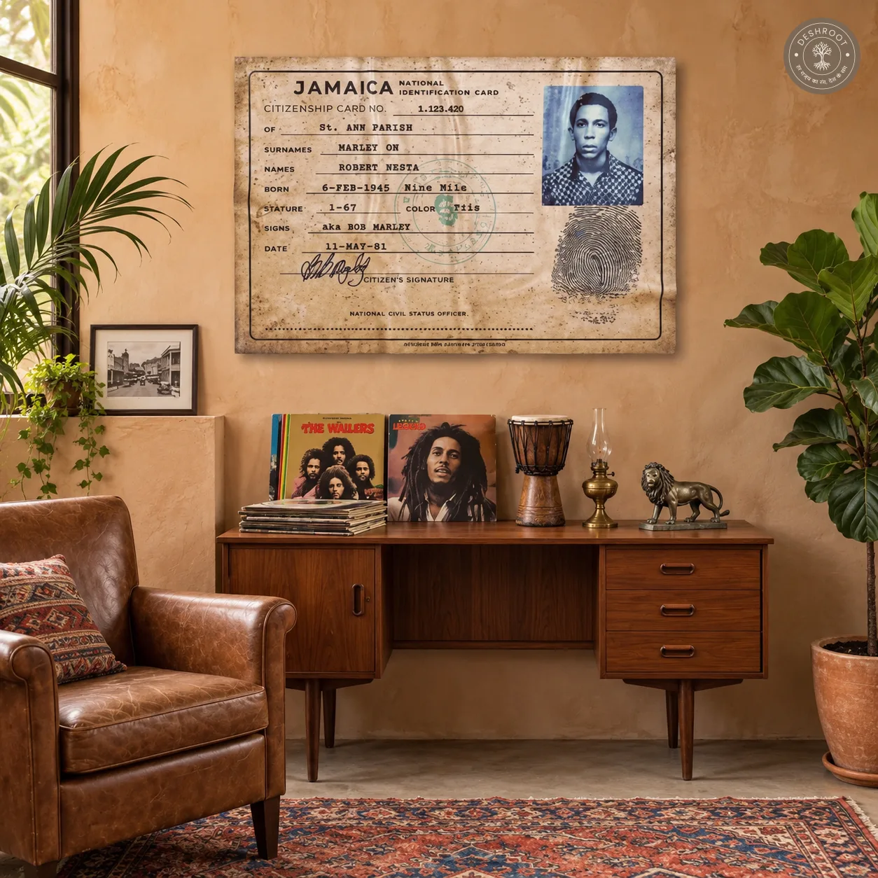 The 420 ID - Bob Marley Passport-Style Reggae Legend Wall Art