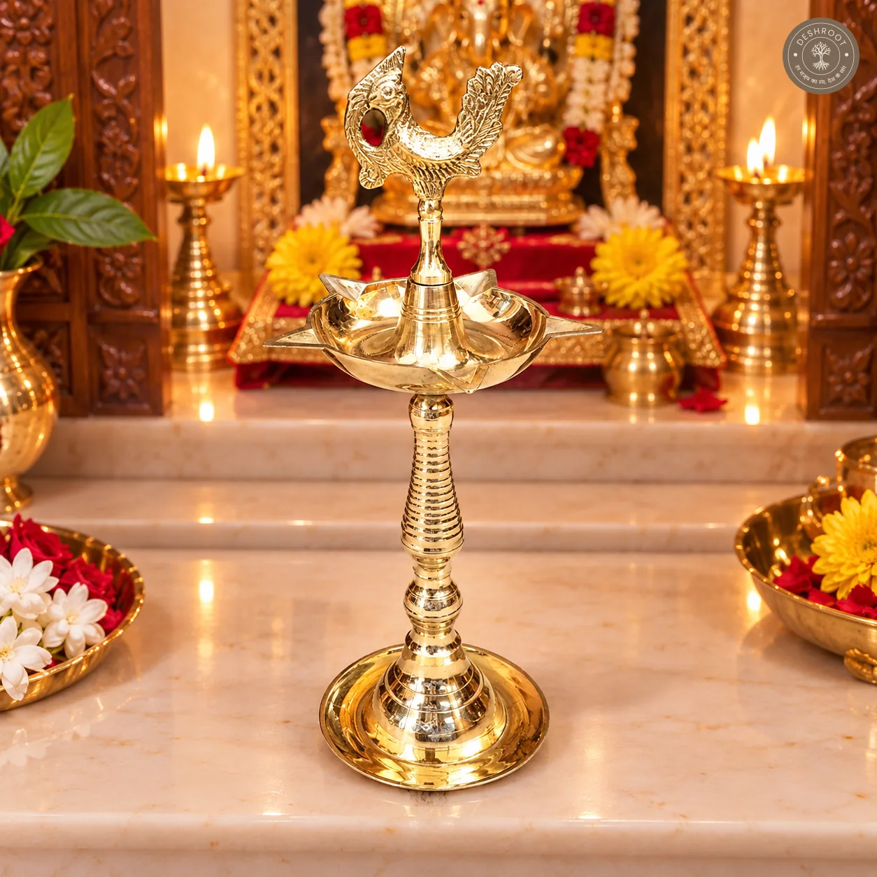 Murga Brass Diya Stand Set