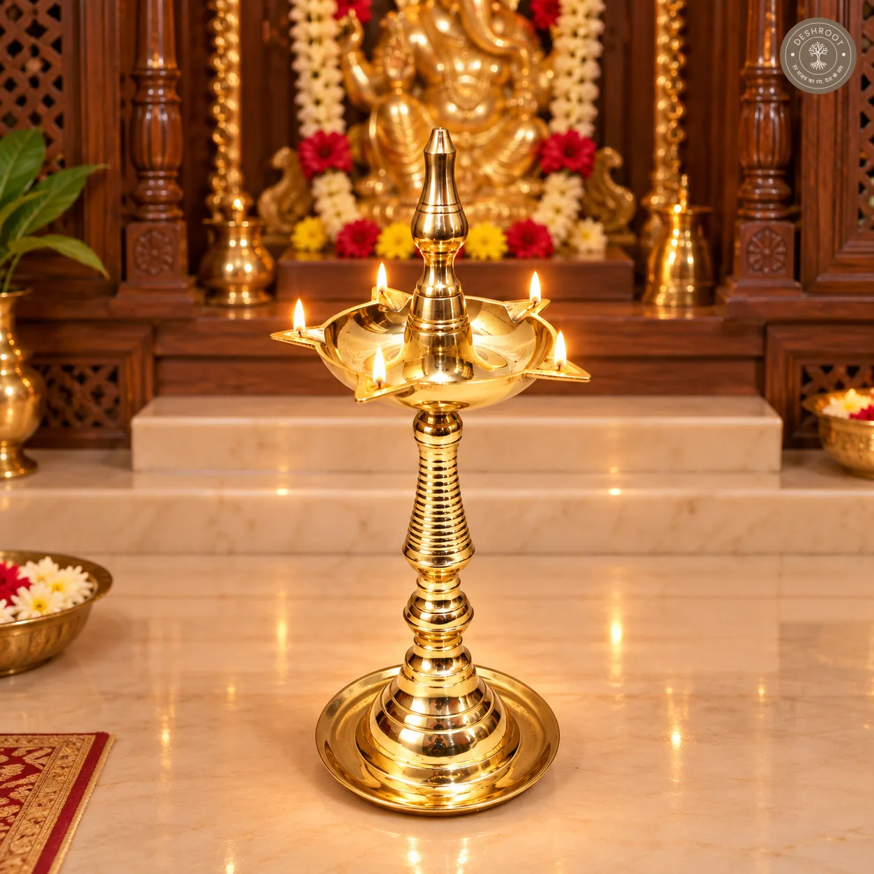 Classic Brass Lotus Diya Stand (Set of 2)