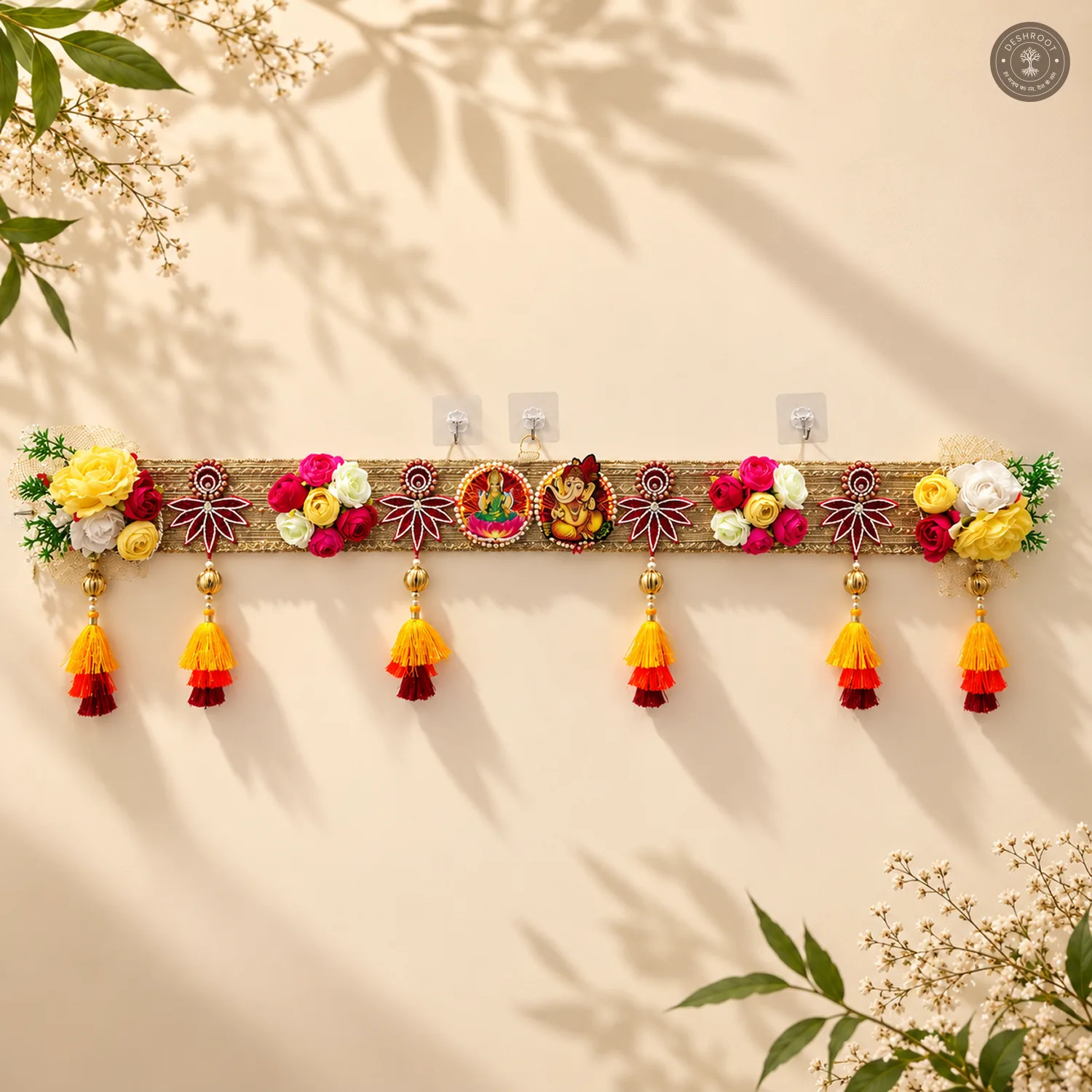 Lakshmi Ganesh Designer Bandhanwar with Floral Embellishment