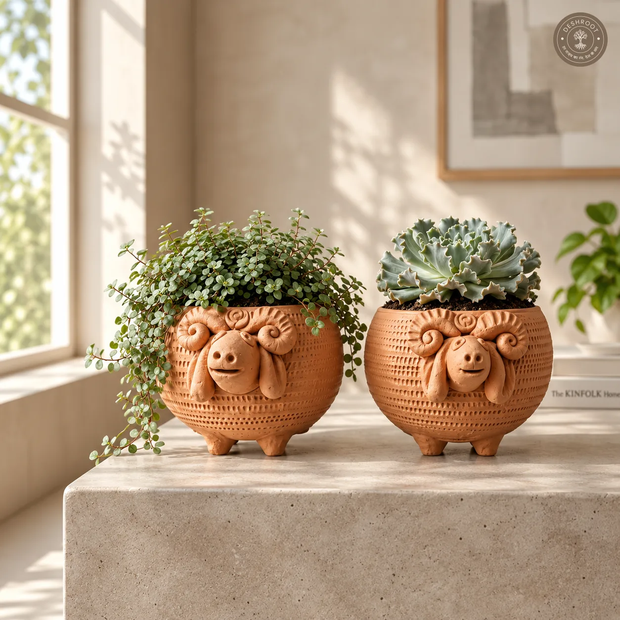 Terracotta Sheep Planter Set of 2