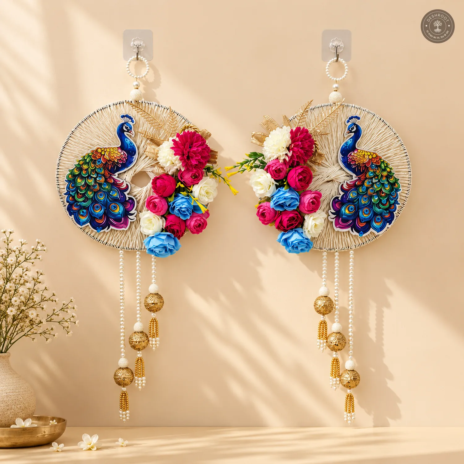 Elegant Peacock Flower Wall Decor