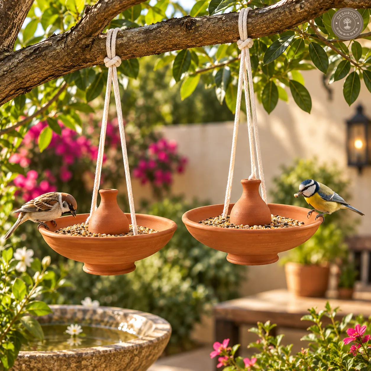 Terracotta Bird Feeder Pair