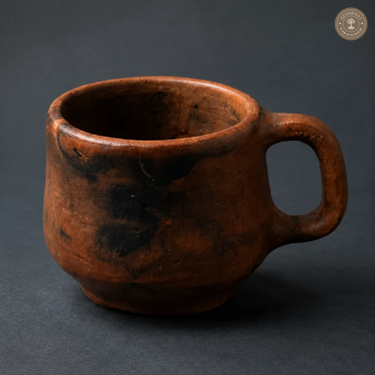 Handcrafted Terracotta Cup – 3 Inch Rustic Earthenware Tea & Coffee Cup with Rounded Handle for Traditional Indian Dining & Everyday Use