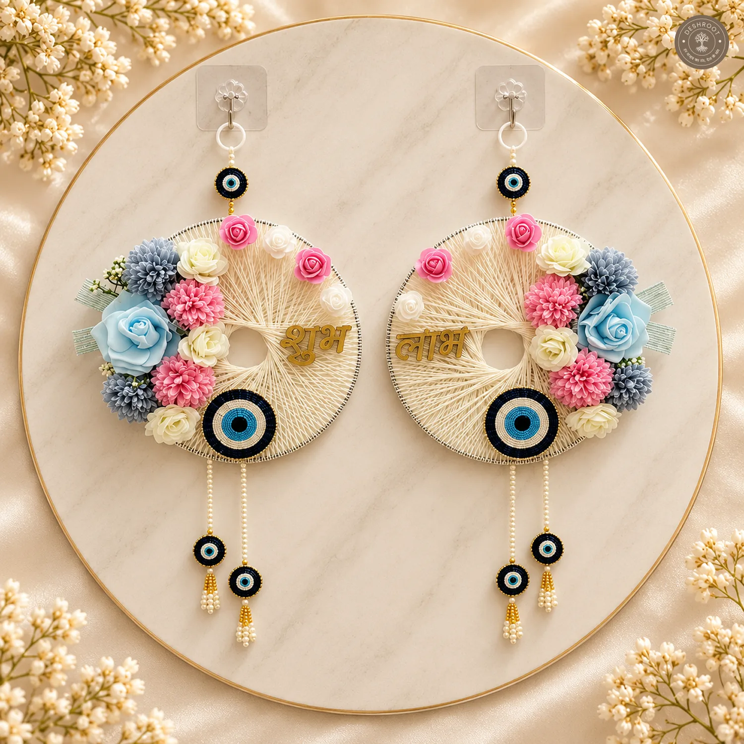 Flower Evil Eye Shubh Labh Wall Hanging
