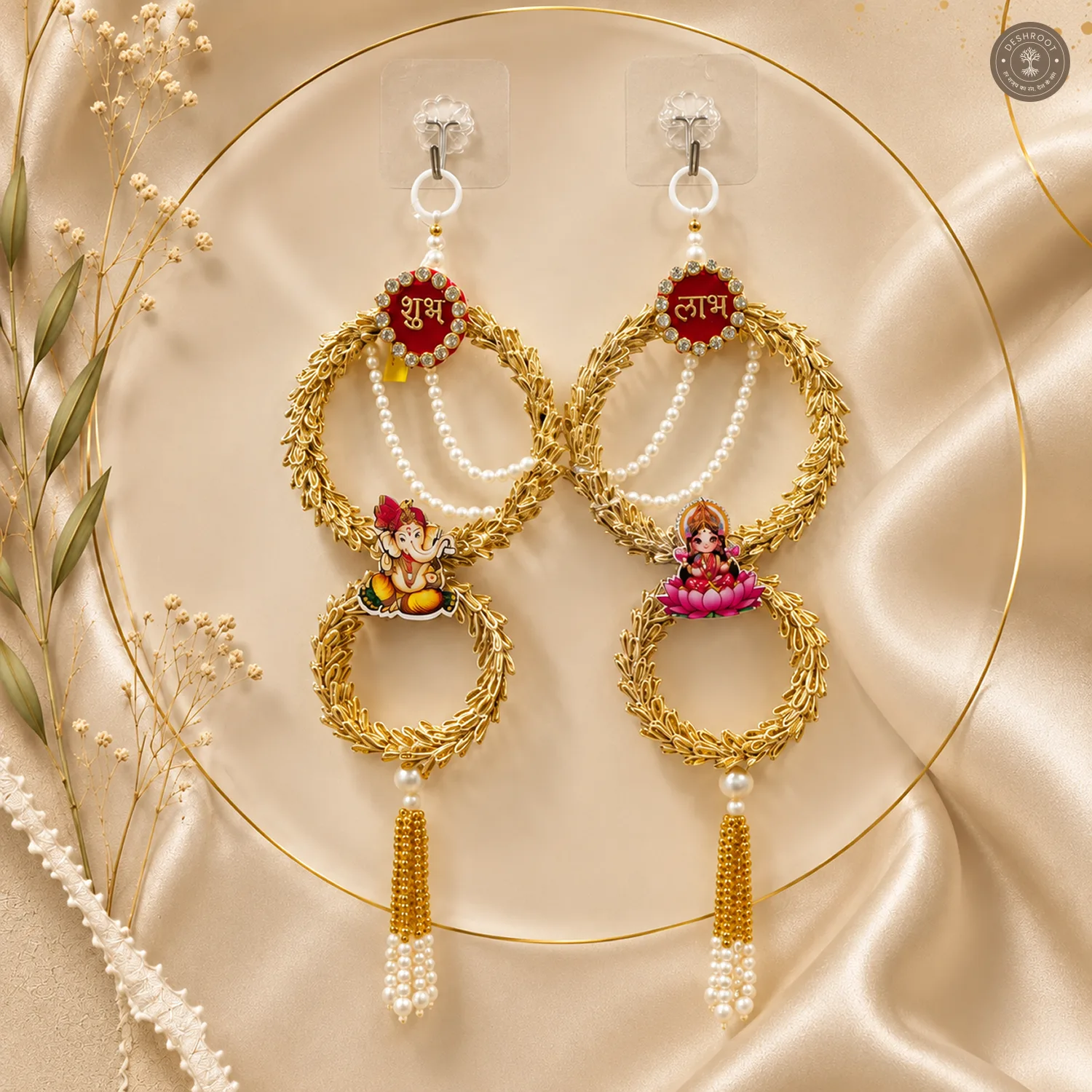 Divine Lakshmi Ganesh Shubh Labh Wall Hanging