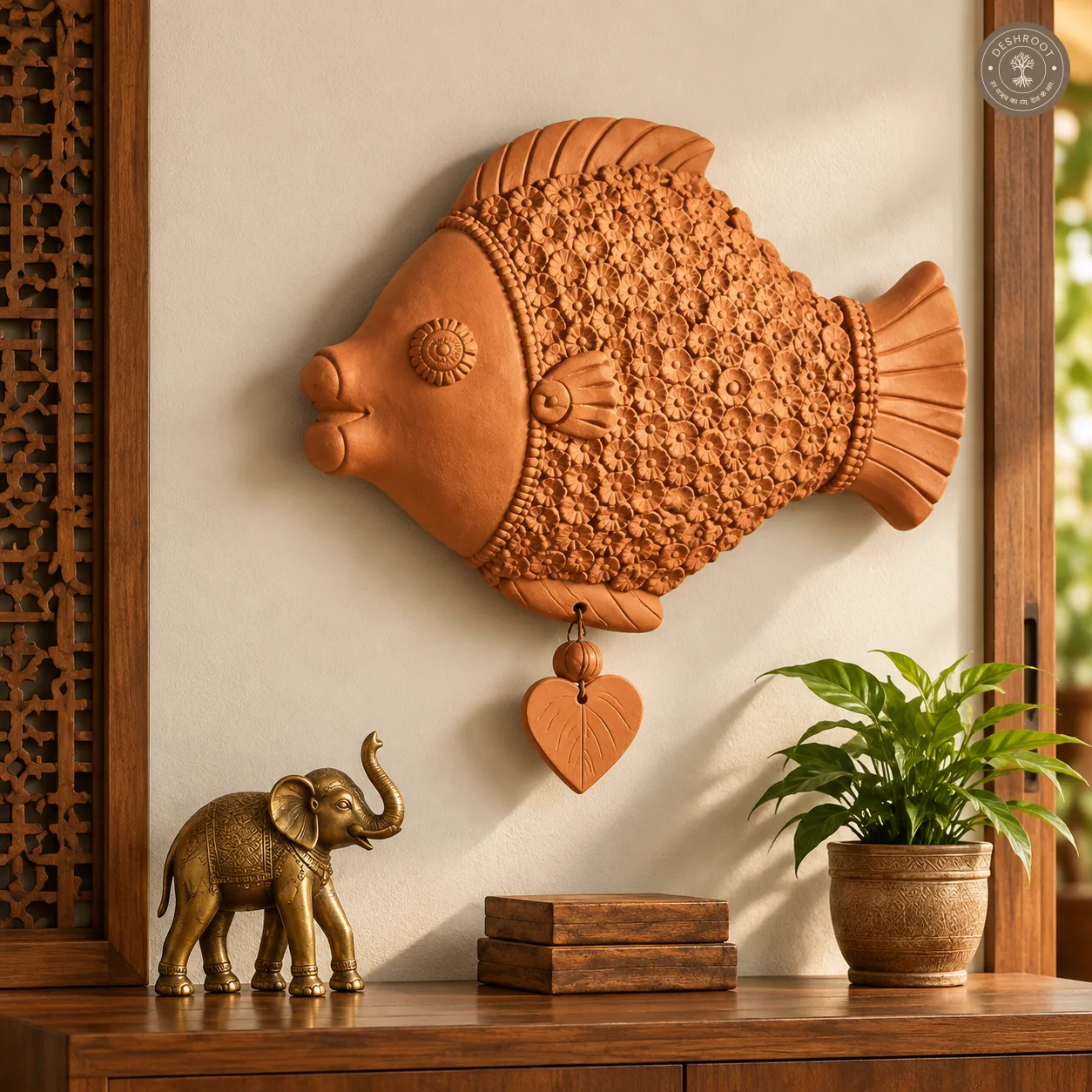 Terracotta Fish Wall Plate – Large