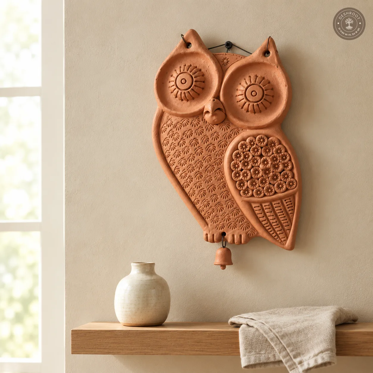 Terracotta Owl Wall Plate – Medium