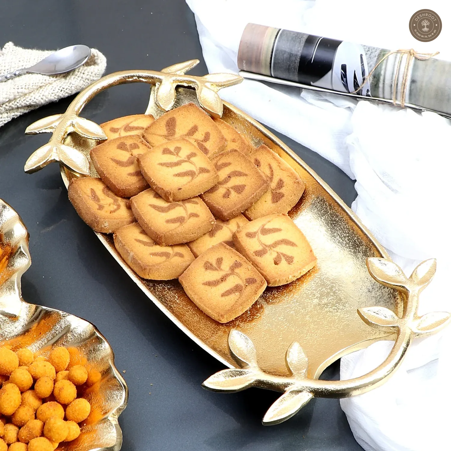 Gold Leaf Aluminium Tray