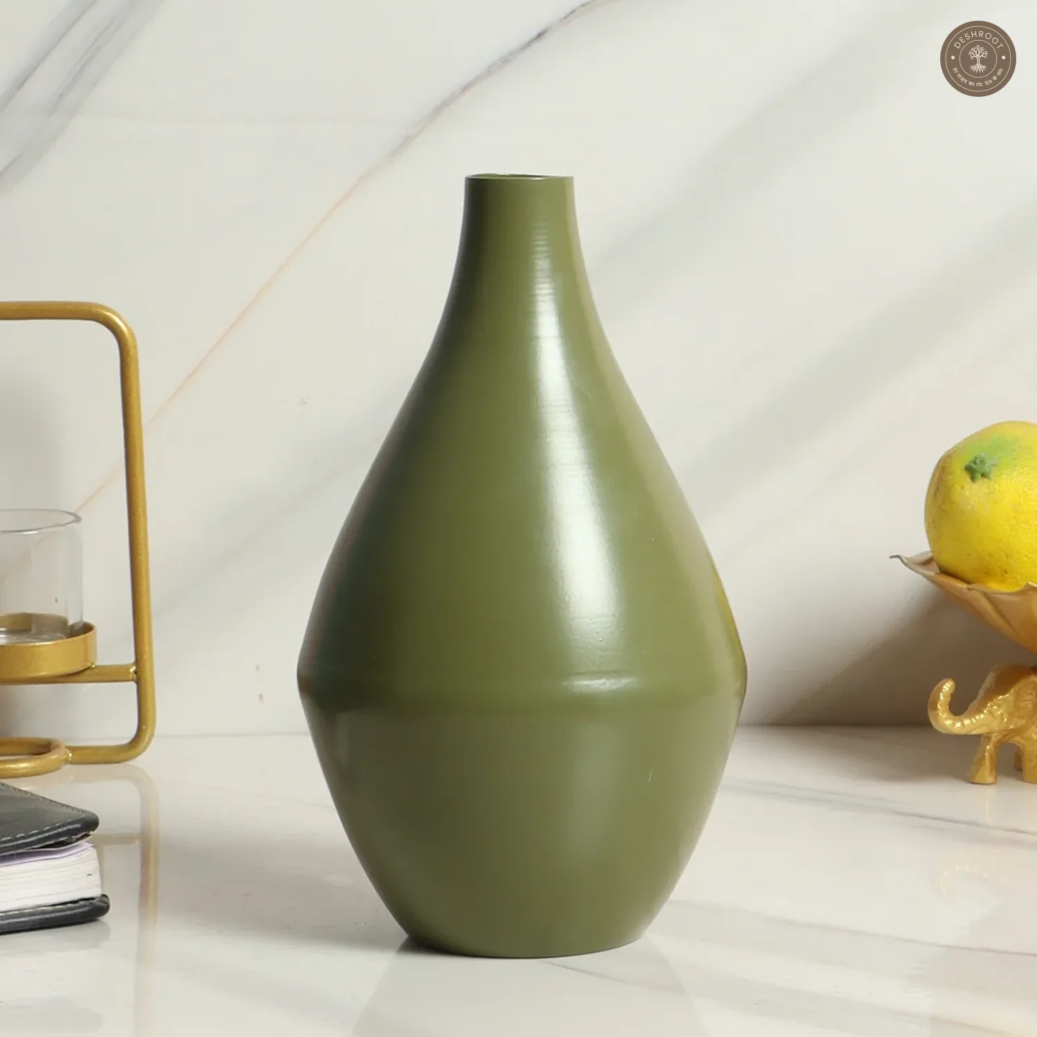 Bottle Green Metal Flower Pot