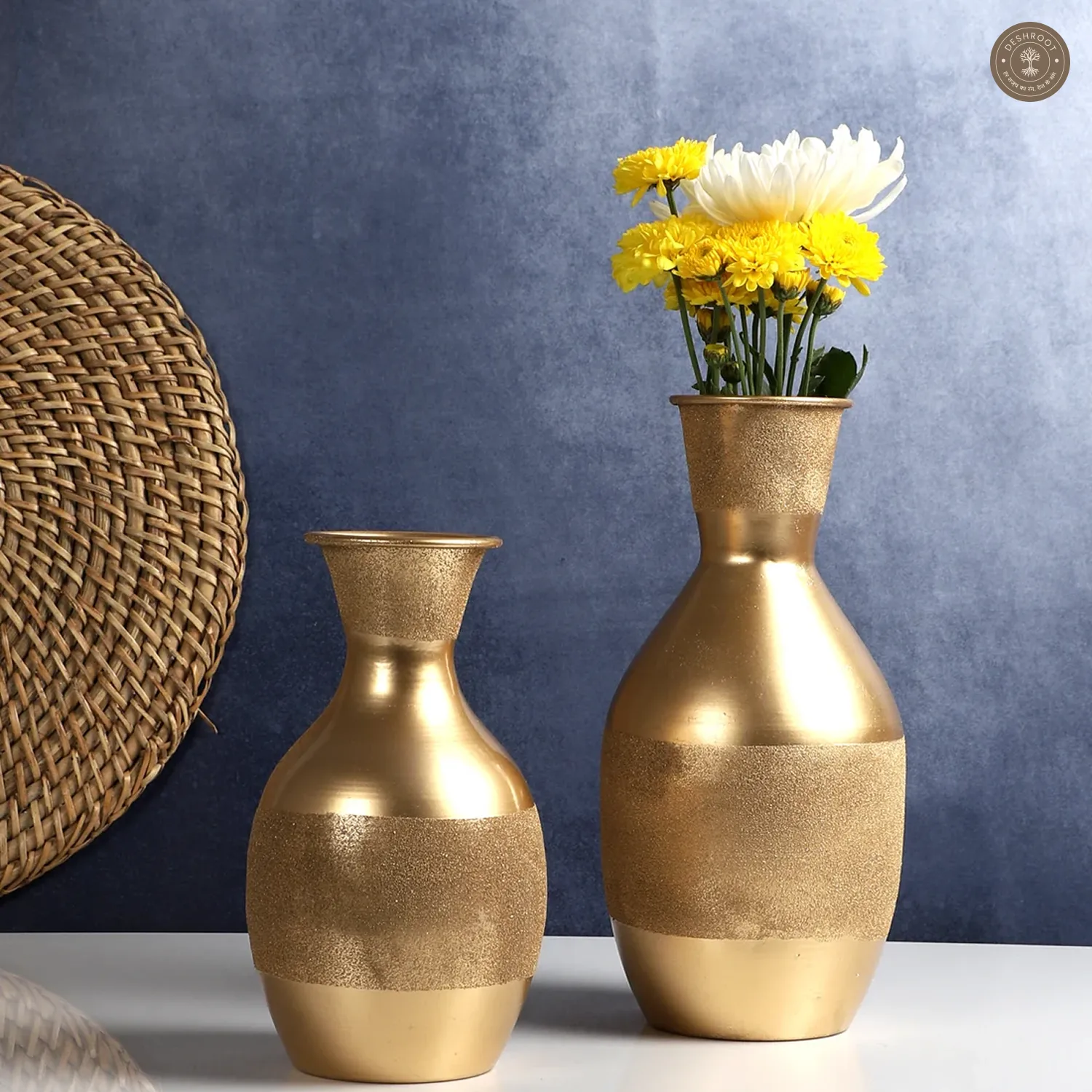 Gold Flower Pot Set of 2