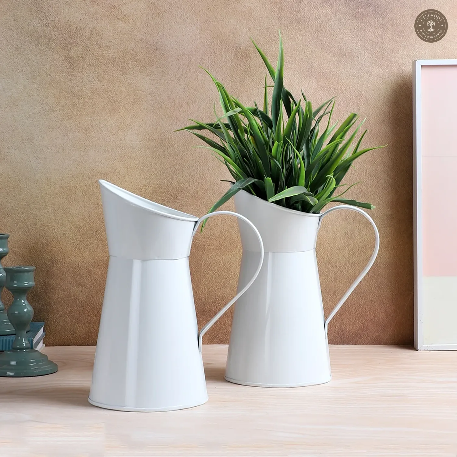 White Jug Pot Planter Set of 2
