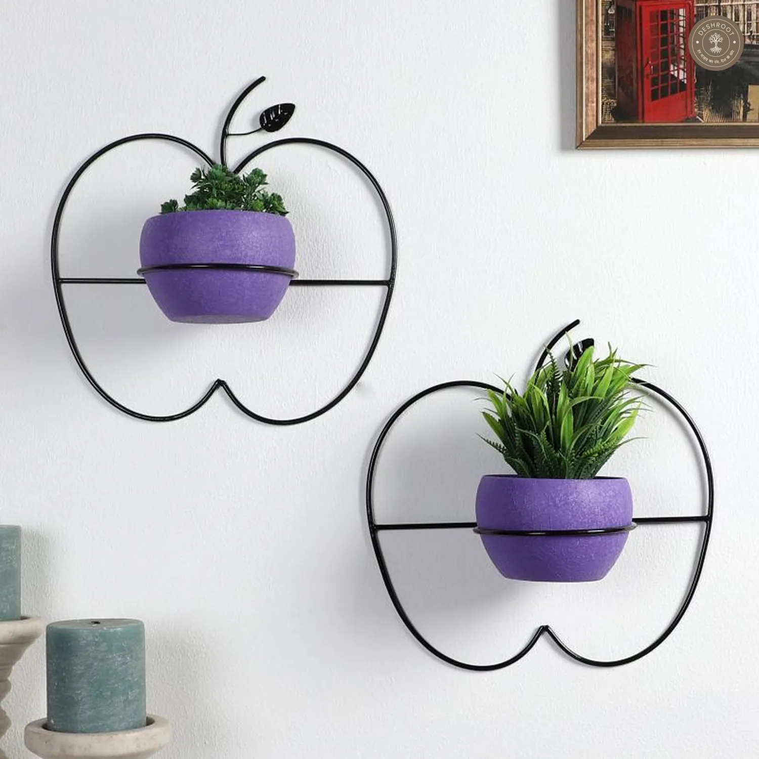 Wall Hanging Purple Apple Planter Set of 2