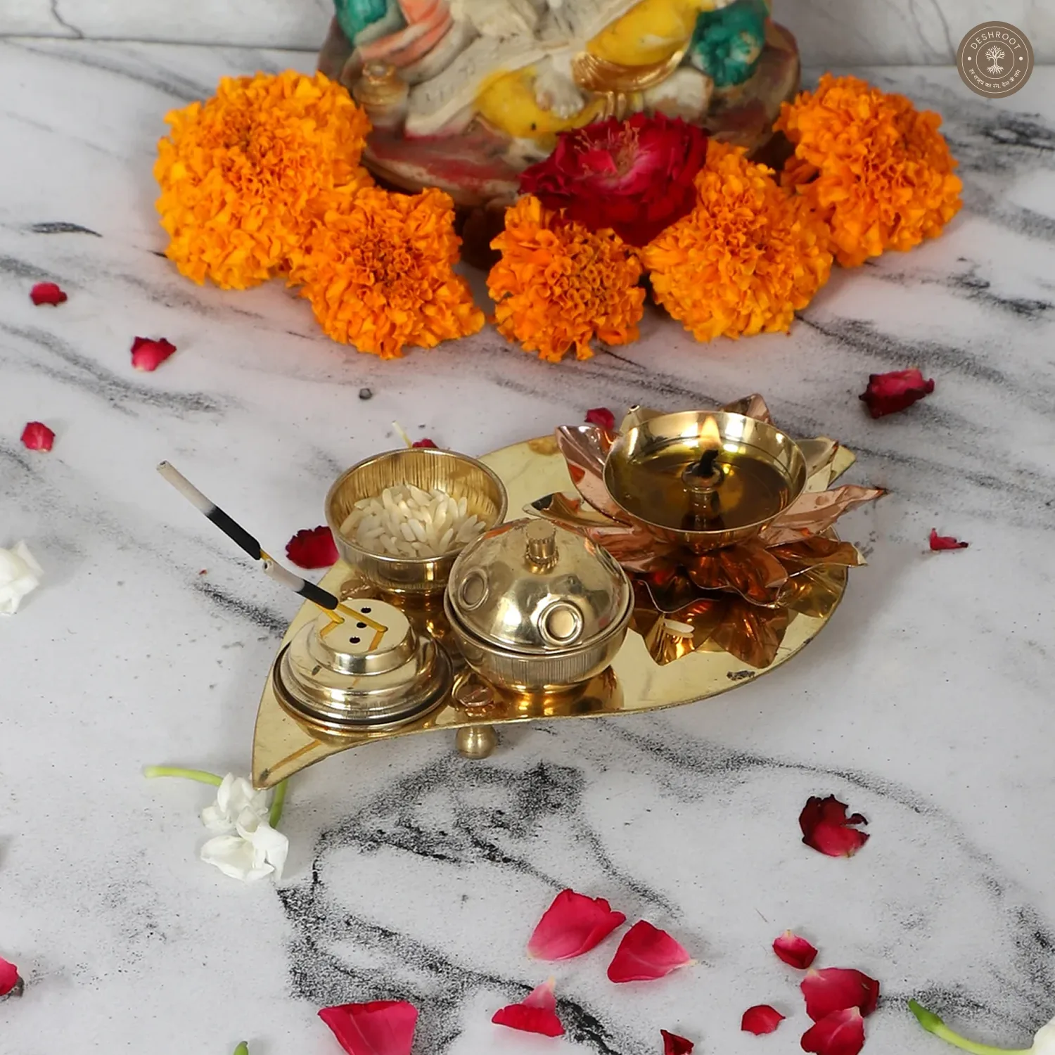 Beetel Leaf Small Brass Pooja Thali