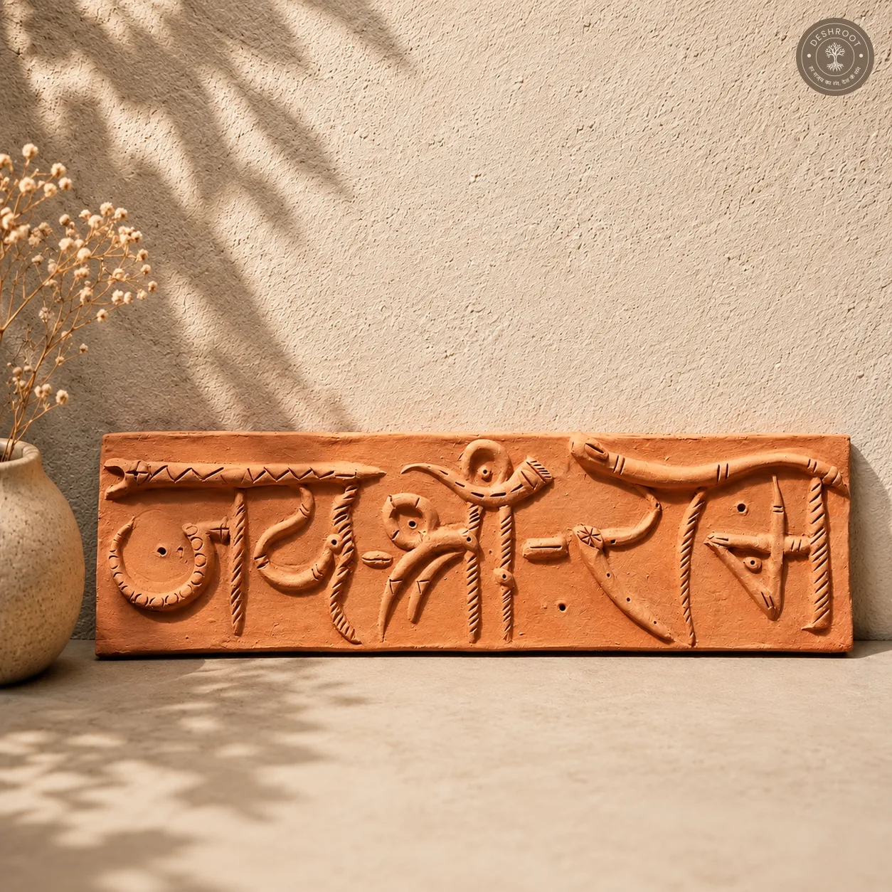 Handcrafted Terracotta Sanskrit Wall Plaque – Traditional Rajasthani Art