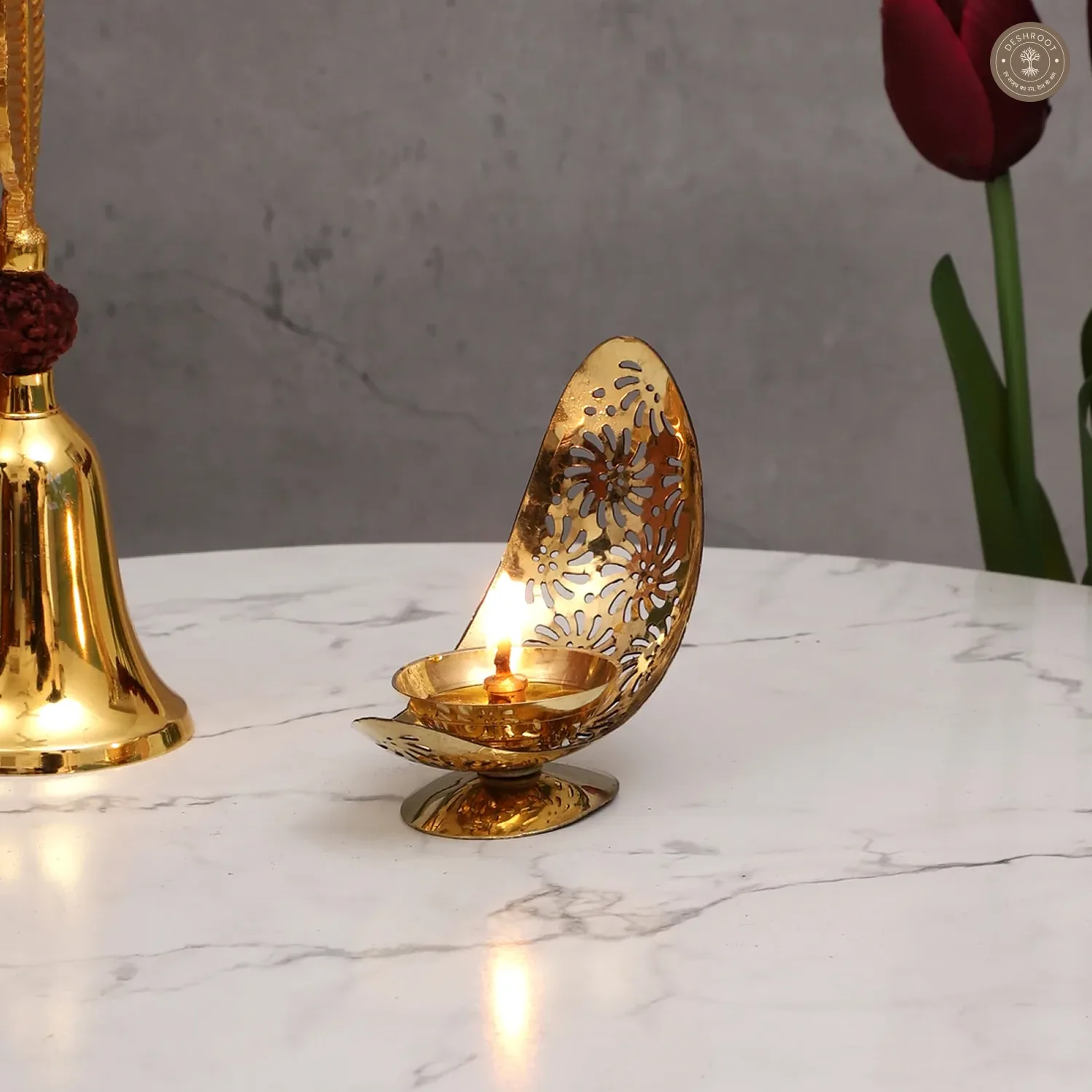 Moon Shape Brass Akhand Dia