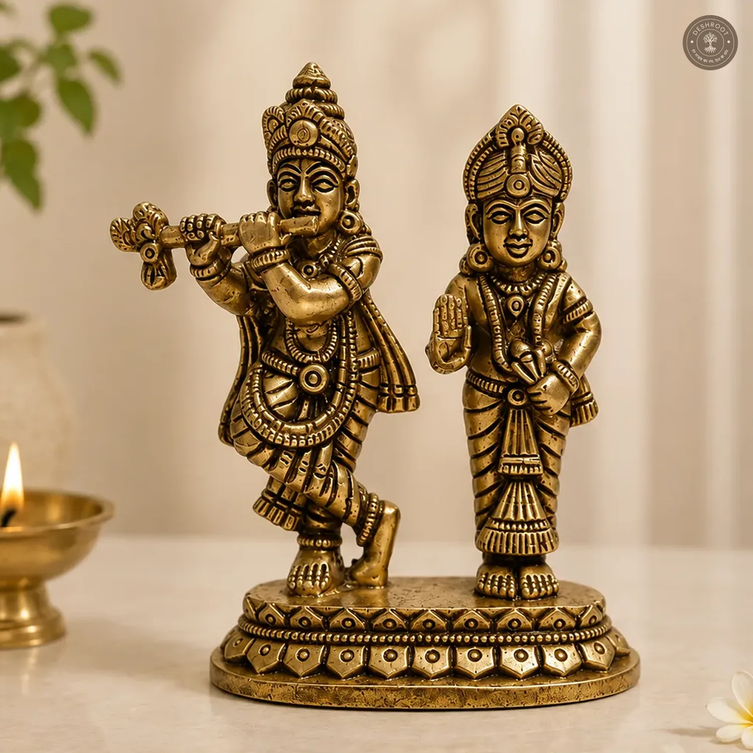 Antique Brass Radha Krishna Idol