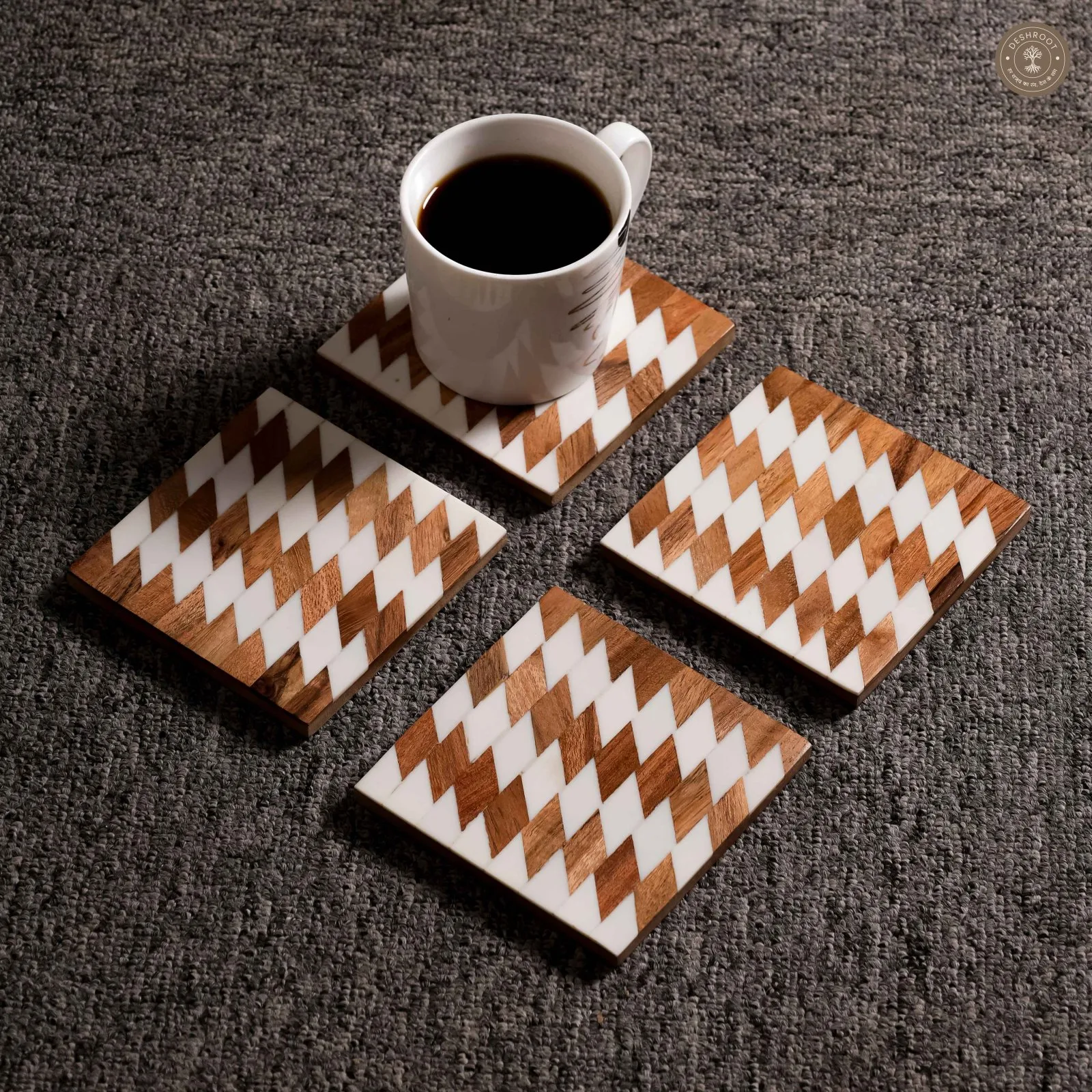 Handcrafted Geometric Design Tea & Coffee Coasters