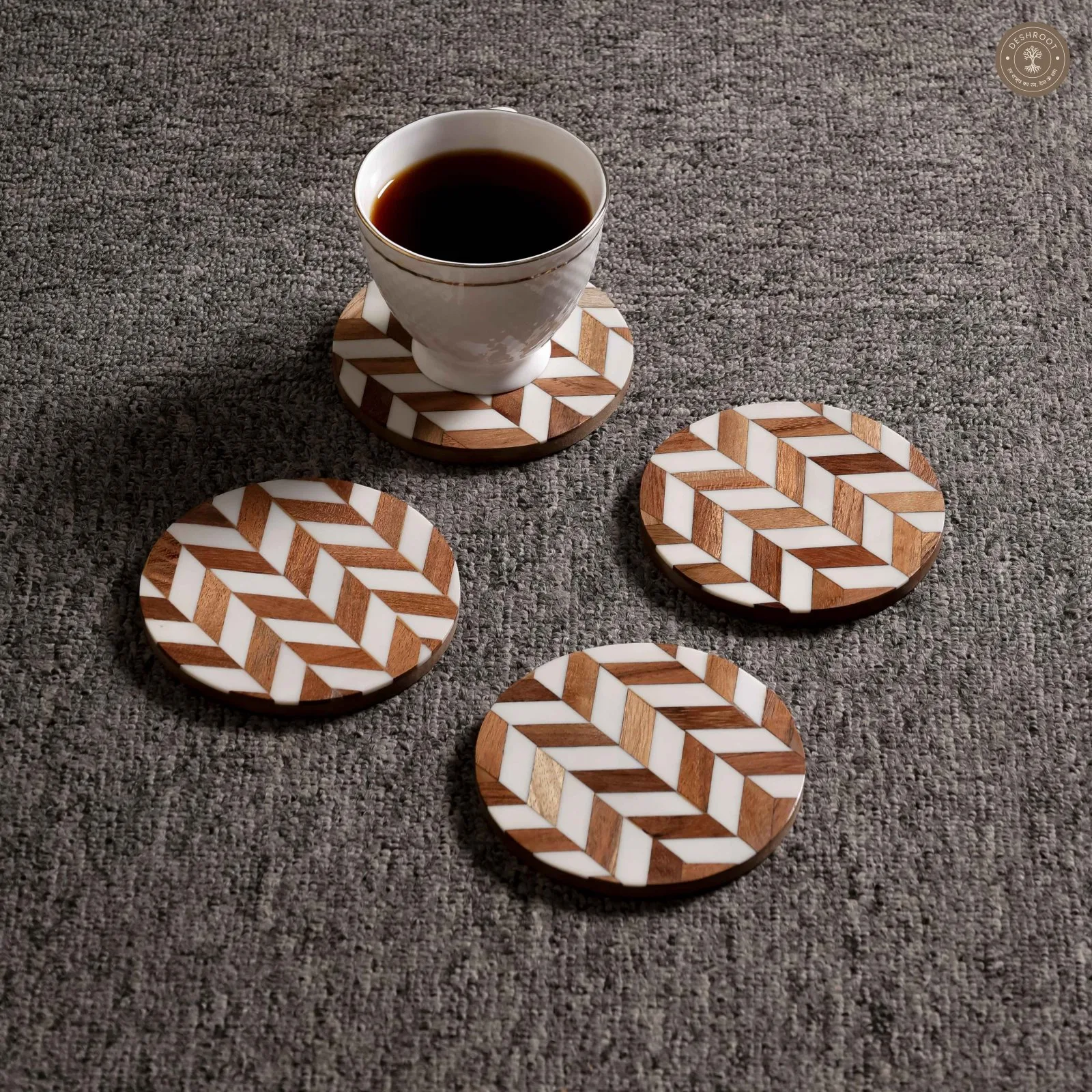 Wooden & Resin Geometric Coasters Handcrafted MDF Coasters