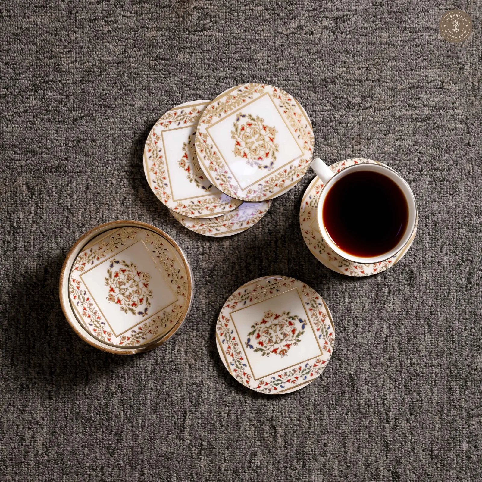 Handcrafted Floral Design Tea & Coffee Coasters