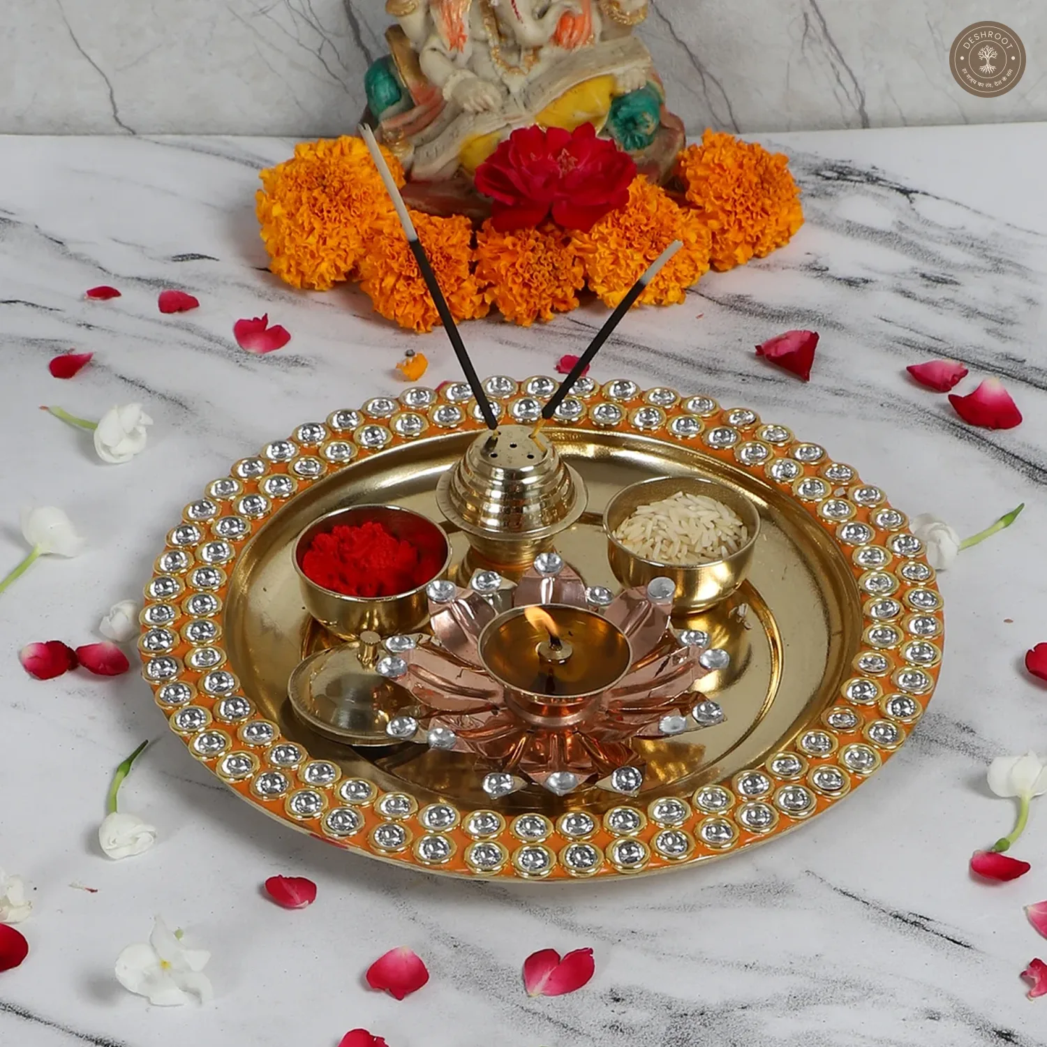Round Yellow & Gold Beads Thali