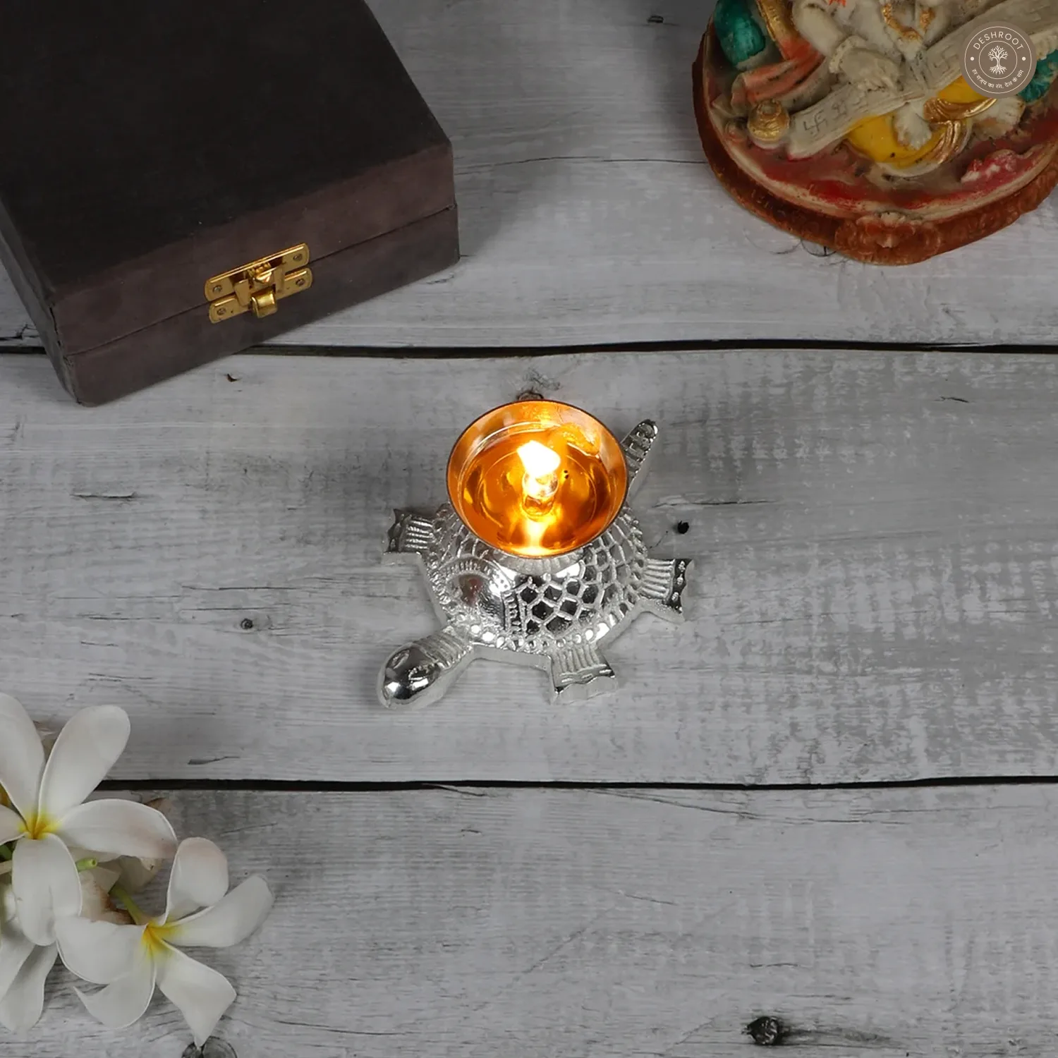 Silver Tortoise Akhand Dia