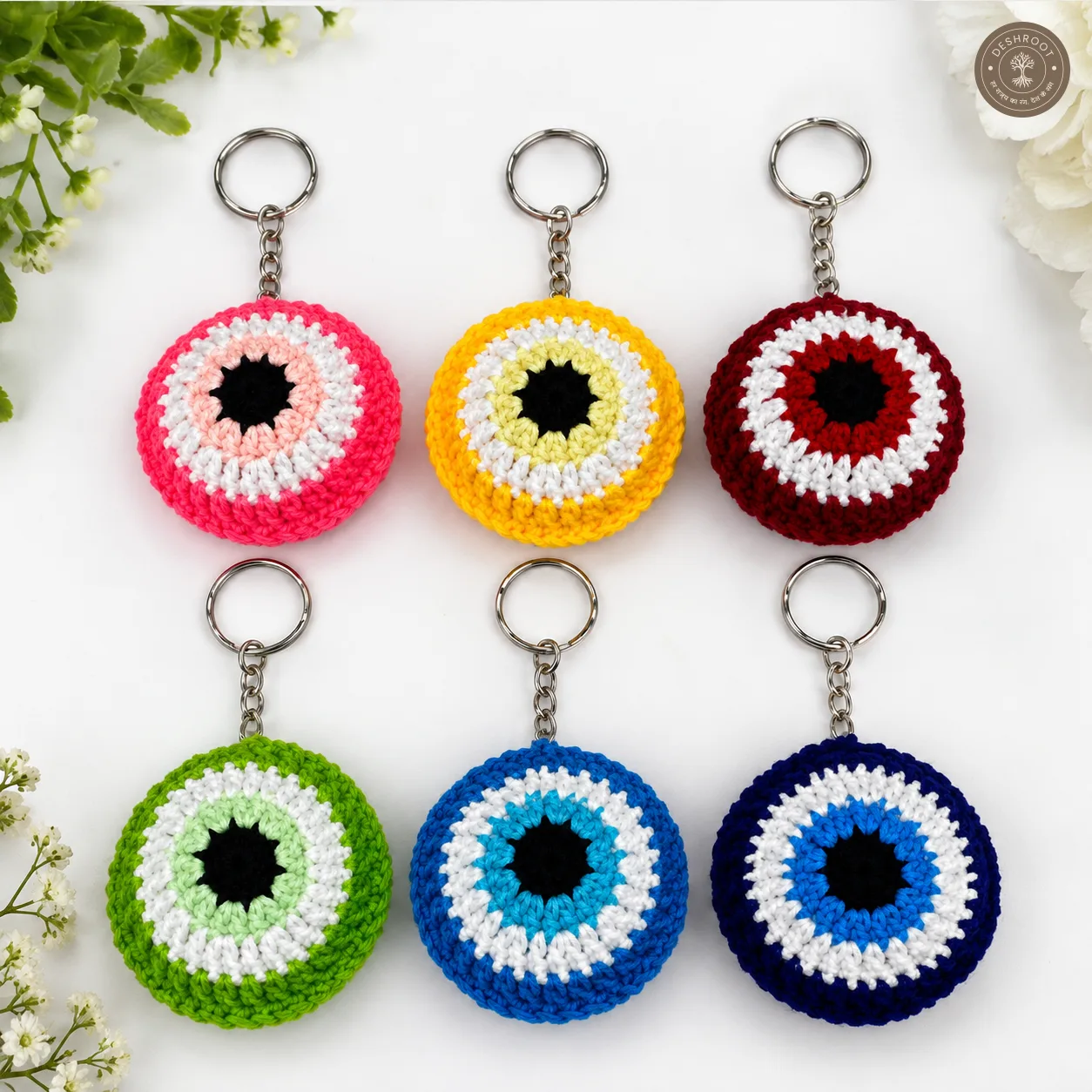 Handmade Crochet Evil Eye Keychain