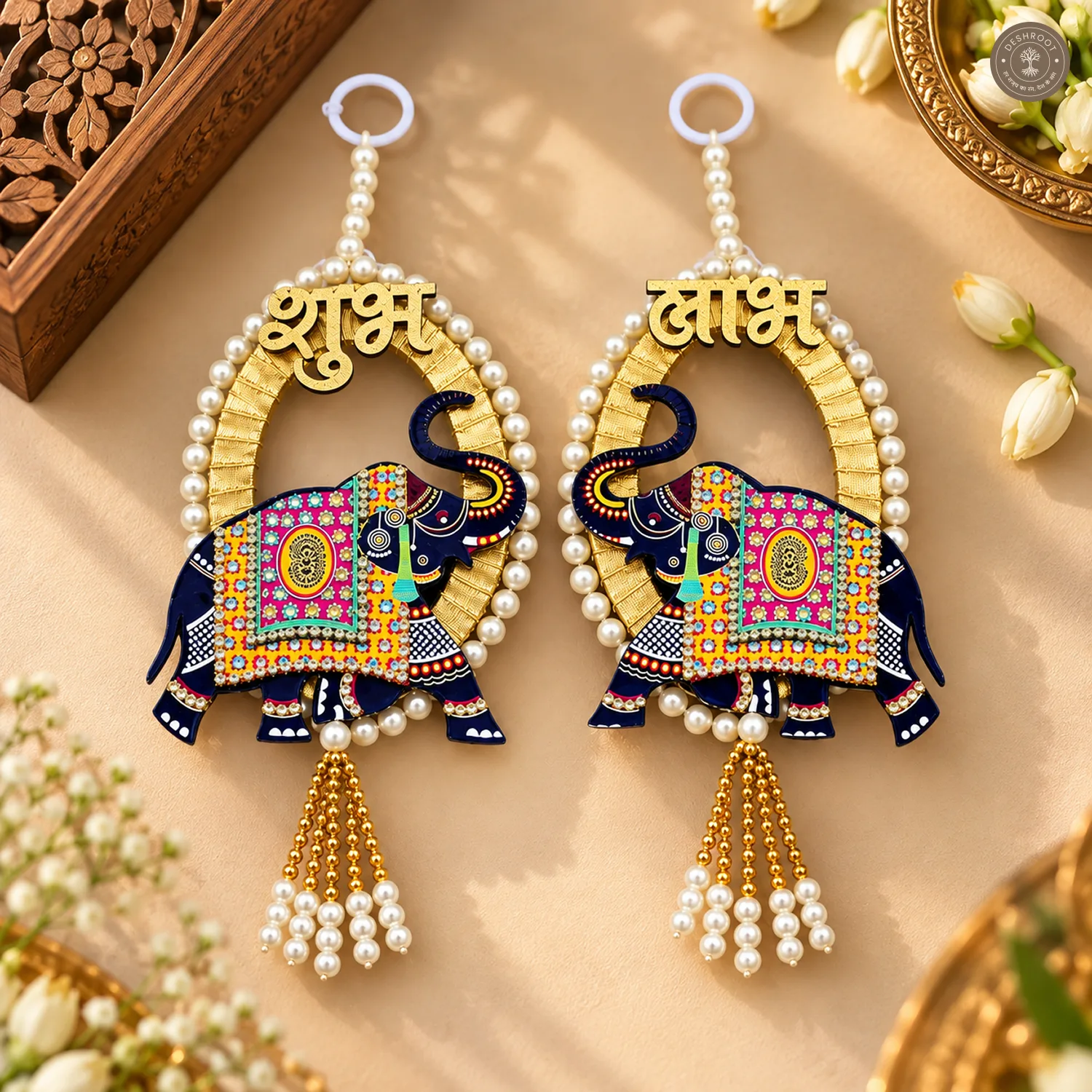 Elephant Shubh Labh Wall Hanging
