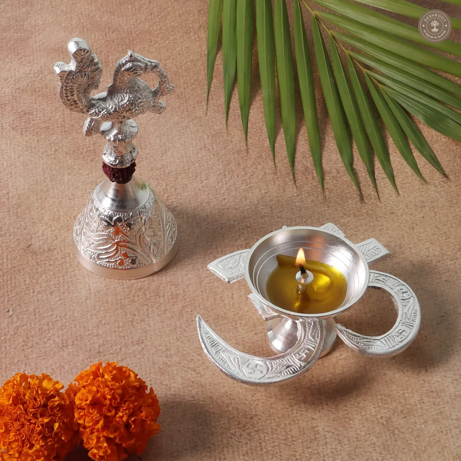 Om Diya and Bell set of 2