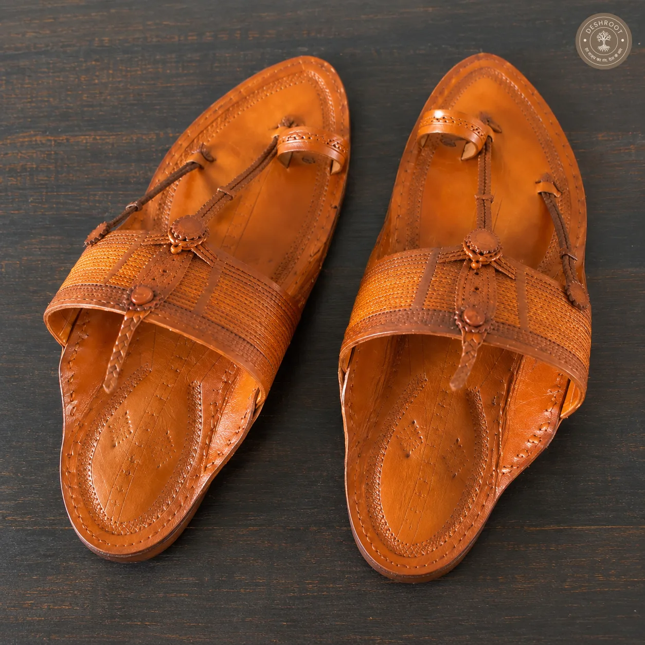 Original Kolhapuri Leather Chappal for Men – Handcrafted Genuine Leather Traditional Sandals with Soft Footbed for Ethnic, Festive & Everyday Wear