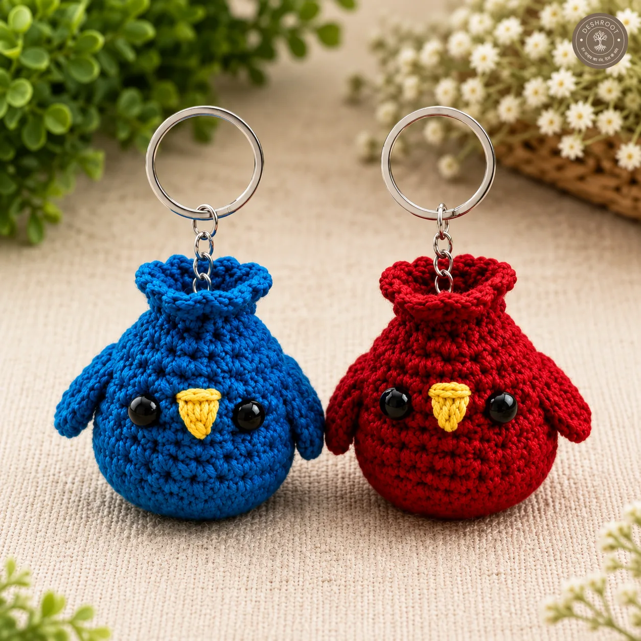 Handmade Crochet Bird Keychain