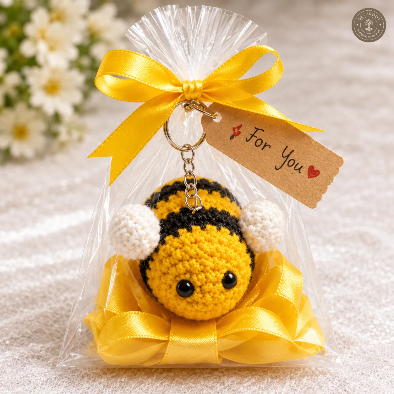 Handmade Crochet Bee Keychain
