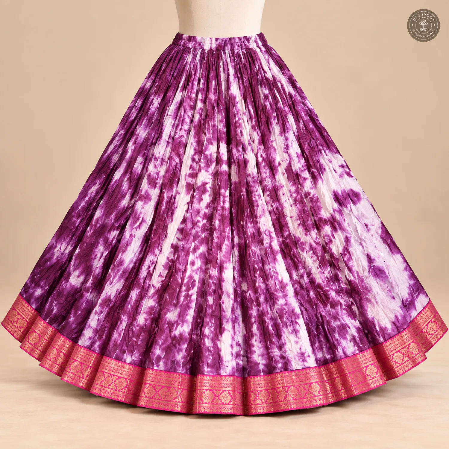 Purple Tie-Dye Dola Silk Chaniya Ghagra