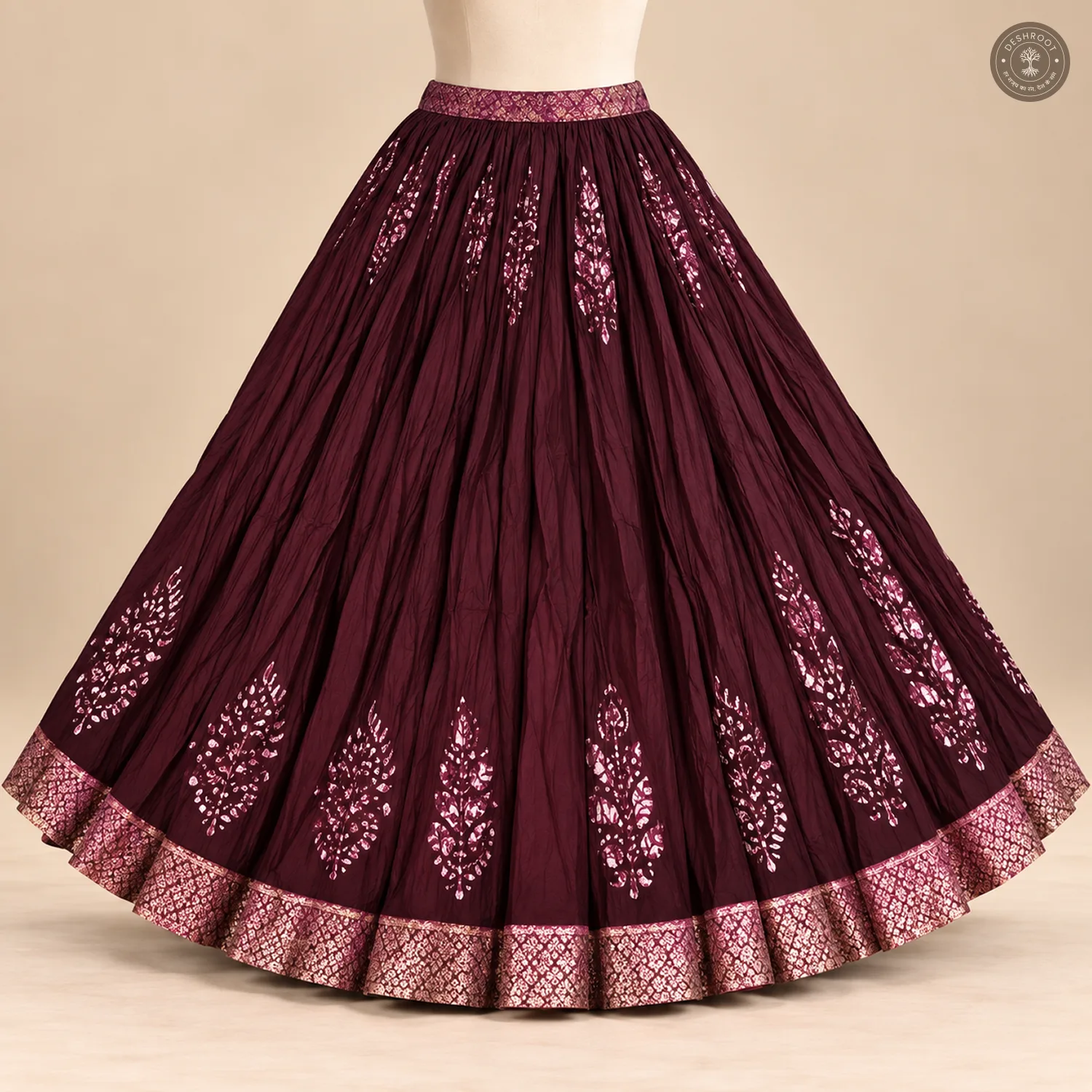 Wine Dola Silk Chaniya Ghagra