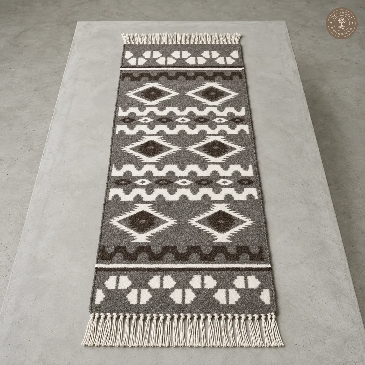 Handwoven Tribal Diamond Pattern Runner Rug