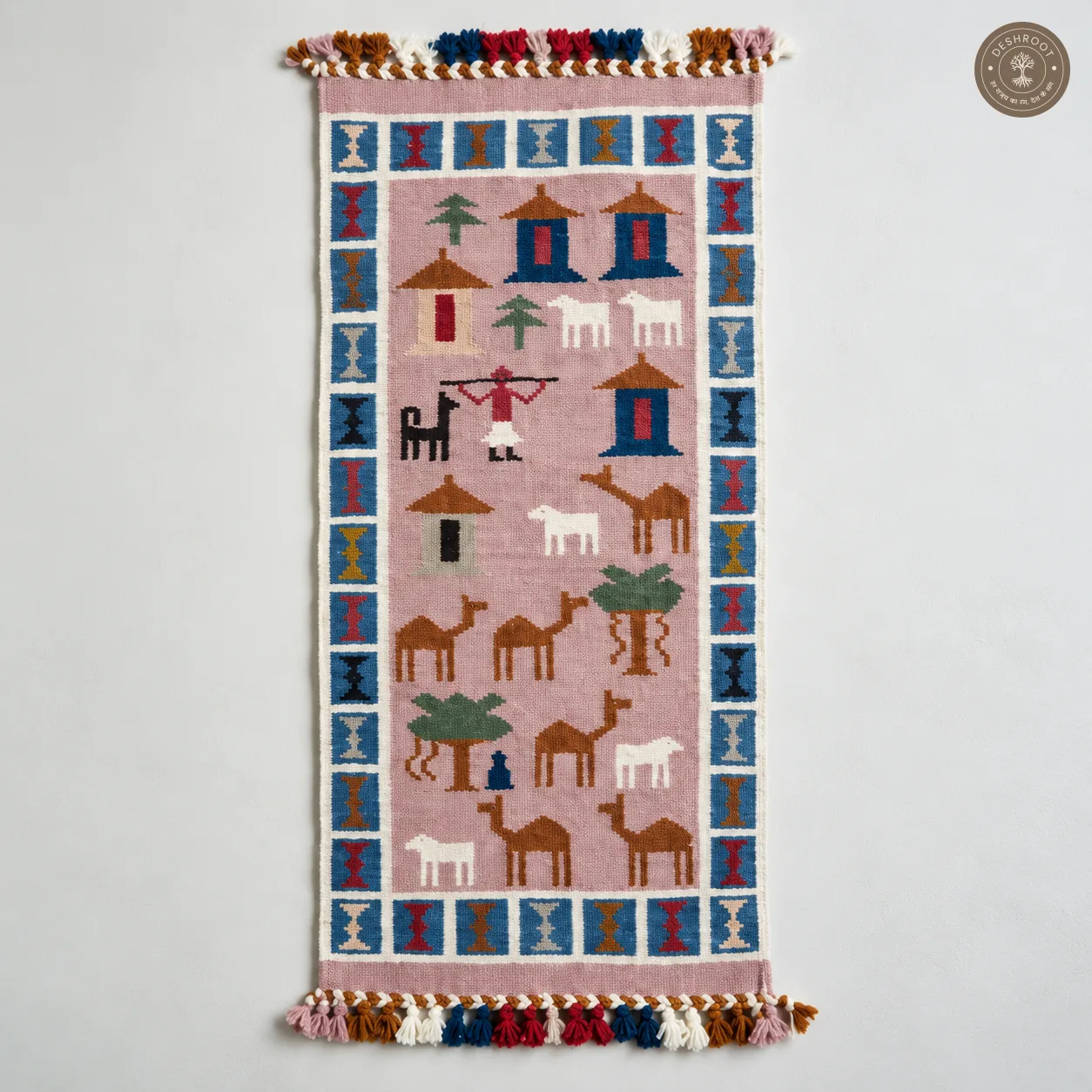 Handwoven Desert Village Story Rug
