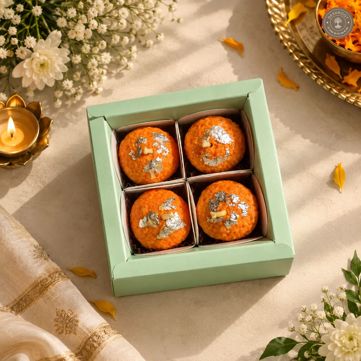Handcrafted Laddoo Candle Set of 4 - Festive Mithai Inspired Decorative Candles