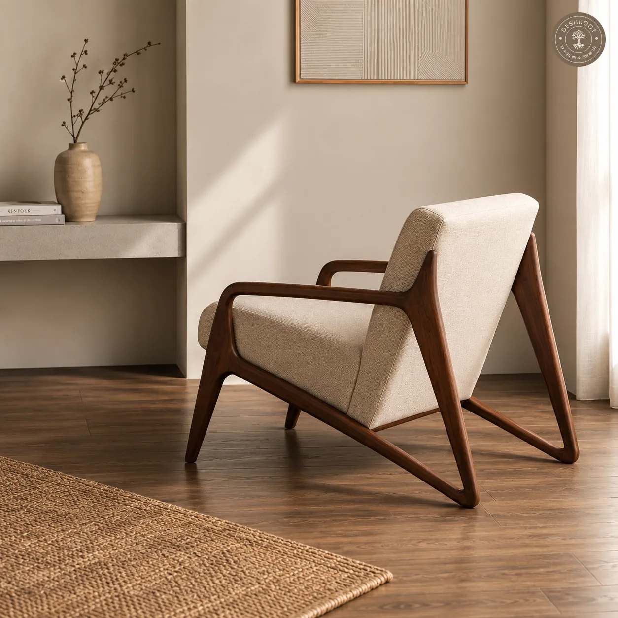 Ashu Chair – Contemporary Solid Wood Accent Lounge Chair