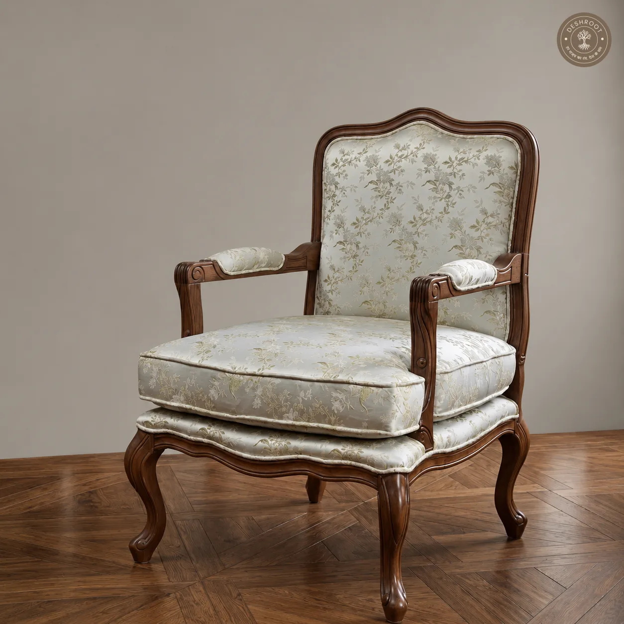 French Provincial Armchair – Classic Upholstered Accent Chair
