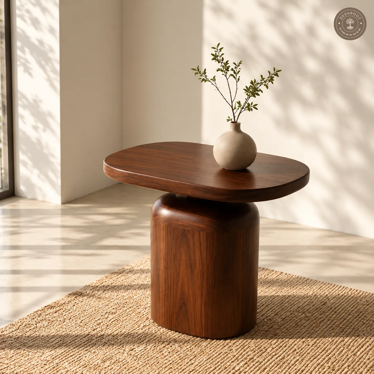 Nordic Pillar Round Wooden Side Table