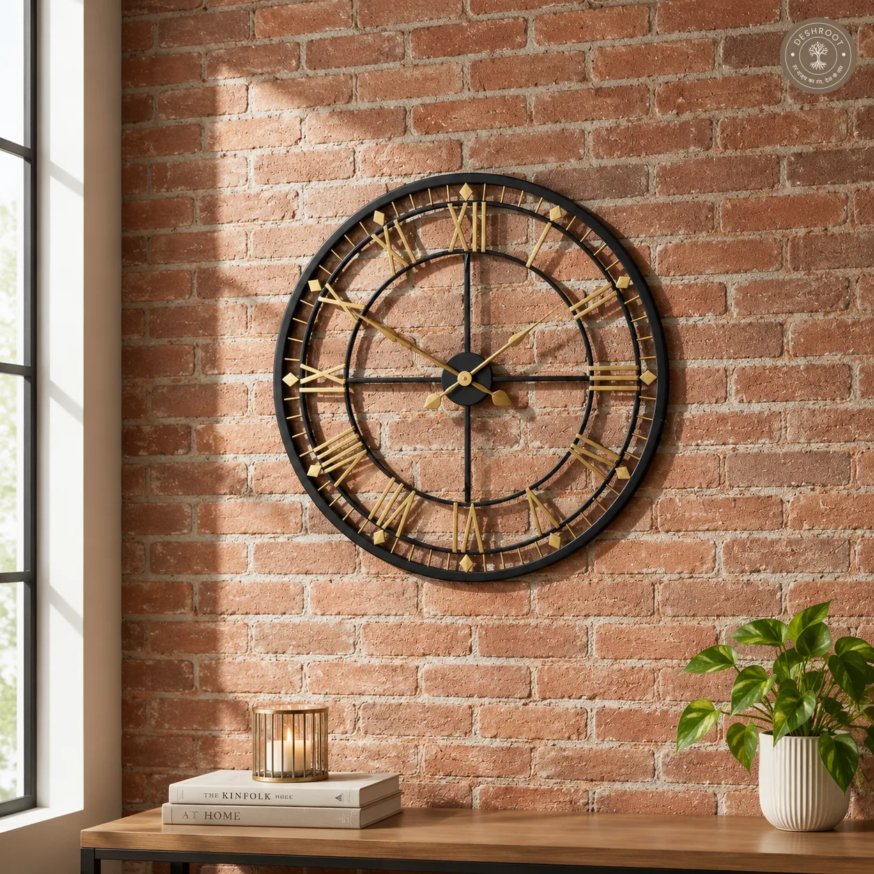 Golden Roman Wall Clock