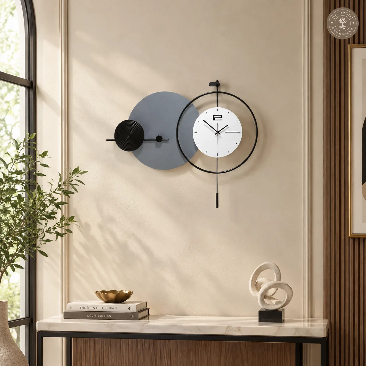 Black Circle Abstract Wall Clock