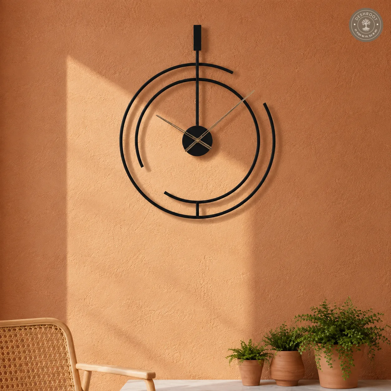Black Abstract Metal Wall Clock